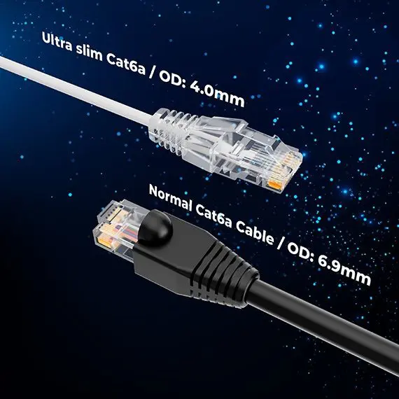 C6118-80 Slim Cat6a UTP Ethernet Network Patch Cable 28AWG | White - Image 3