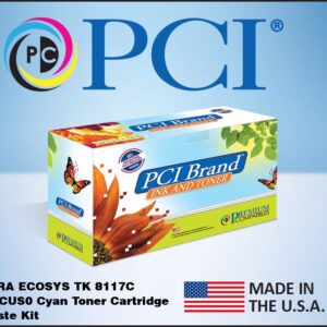 PCI Brand Kyocera-Mita TK-8117C (Kyocera 1T02P3CUS0) Cyan Toner Cartridge with 1 Waste Container