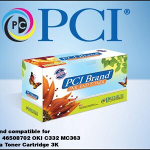 PCI Brand Compatible Okidata 46508702 Magenta Toner Cartridge 3000 Pg Yield for Okidata C332, OKI C332dn, OKI MC363, OKI MC363dn. PCI OKI 46508702