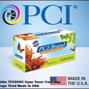 PCI Brand Toshiba TFC50UC Cyan Toner Cartridge 28000 Page Yield for Toshiba E-STUDIO 2555C, 3055C, 3555C, 4555C, 5055C. Made in the USA.