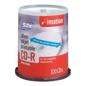 IMATION CD-R WRITE ONCE 100PK 52X INK PRINT SLVR
