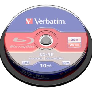 VERBATIM BD-RE SL BRAND 10PK 25GB/2X WHT SPINDLE