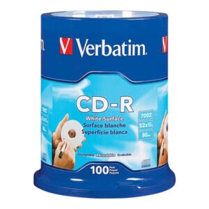 VERBATIM CD-R BLANK WHT 100PK 700MB/52X SPINDLE