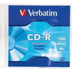 VERBATIM CD-R BRAND SLVR 1PK 700MB/52X SLIM CASE