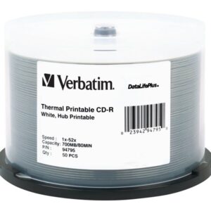 VERBATIM CD-R DL+TRM HUB 50PK 700MB/52X SPIN-WHT