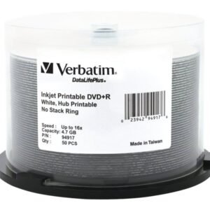 VERBATIM DVD+R DL+ INKJT 50PK 4.7GB/16X SPIN-WHT