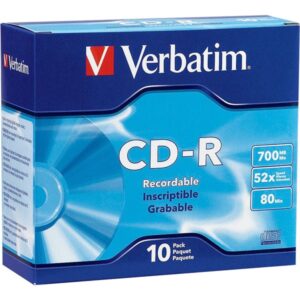 VERBATIM CD-R BRAND SLVR 10PK 700MB/52X SLIM CASE