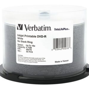 VERBATIM DVD-R DL+ INKJT 50PK 4.7GB/16X SPIN-WHT