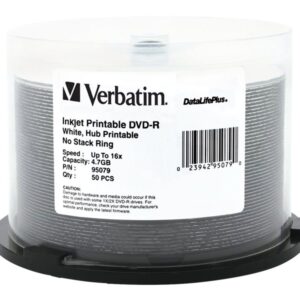 VERBATIM DVD-R DL+ INKJT 50PK 4.7GB/16X SPIN-WHT