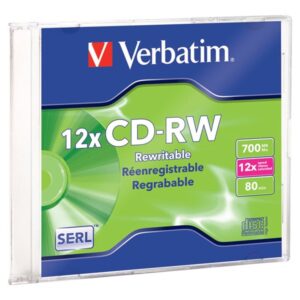 VERBATIM CD-RW BRAND SLV 1PK 700MB/12X SLIM CASE