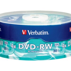 VERBATIM DVD-RW BRANDED 30PK 4.7GB/4X SPIND-SLVR