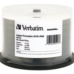 VERBATIM DVD+RW DL+ INK 50PK 4.7GB/4X SPIND-WHT