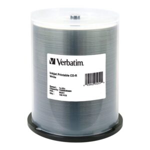 VERBATIM CD-R INKJET 100PK 700MB/52X SPIN-WHT