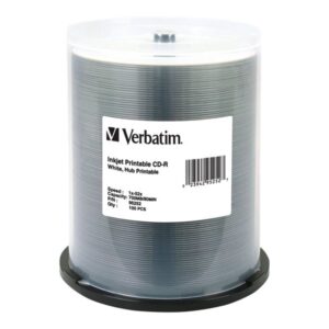 VERBATIM CD-R INKJET HUB 100PK 700MB/52X SPIN-WHT