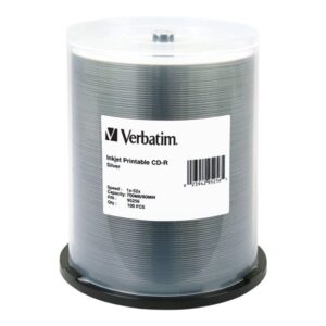 VERBATIM CD-R INKJET 100PK 700MB/52X SPIN-SLV