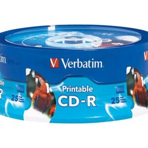 VERBATIM CD-R INKJET HUB 25PK 700MB/52X SPIN-WHT