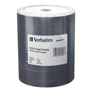 VERBATIM DVD-R DL+ INKJT 100PK 4.7GB/16X TAPE-HUB
