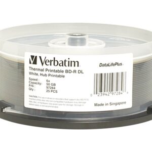 VERBATIM BD-R DL+ HUB 25PK 50GB/6X WHT THERML