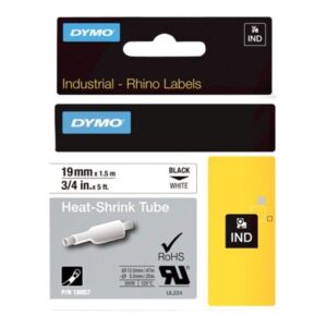 DYMO IND HEAT SHRINK  BLACK/WHITE 3/4" X 5'