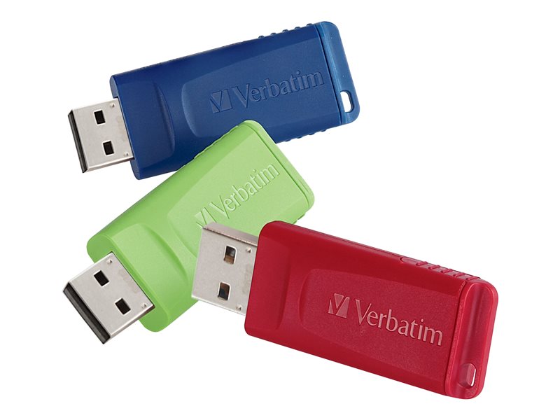 VERBATIM STORE'GO ASSORT 3PK 4GB USB 2.0 FLASH DR